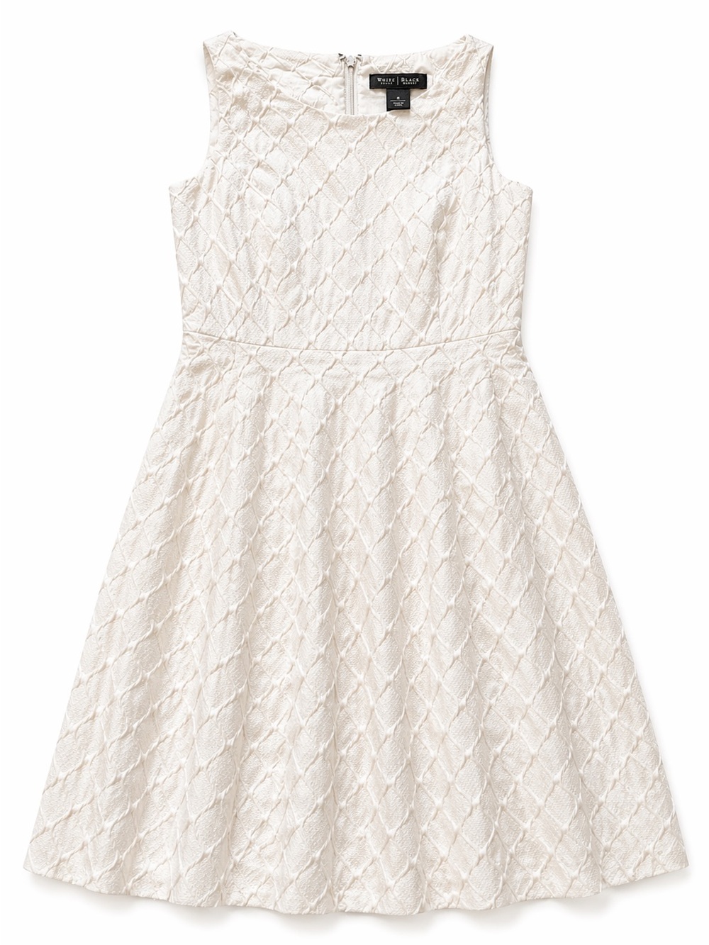 White House Black Market Ivory Textured A-Line Dress Size 8 Sleeveless